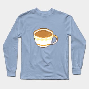 Chai Tea Cup Pixel Art (Outlined) Long Sleeve T-Shirt